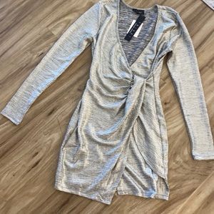 NWT Metallic Silver Holiday Dress S
